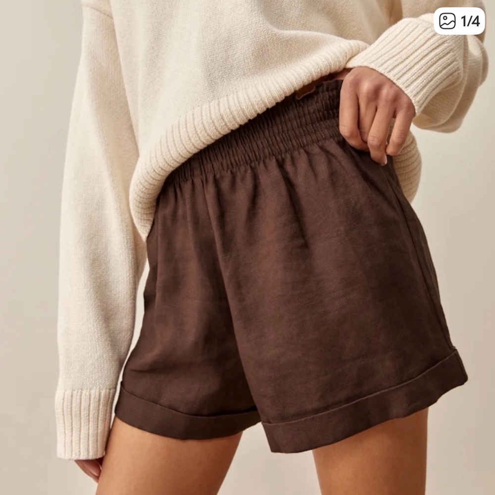 Reformation Brown Linen Shorts